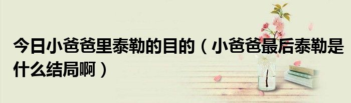 今日小爸爸里泰勒的目的（小爸爸最后泰勒是什么结局啊）