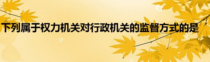 下列属于权力机关对行政机关的监督方式的是