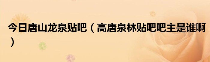 今日唐山龙泉贴吧（高唐泉林贴吧吧主是谁啊）