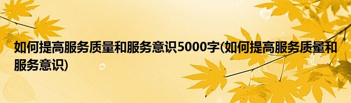 如何提高服务质量和服务意识5000字(如何提高服务质量和服务意识)