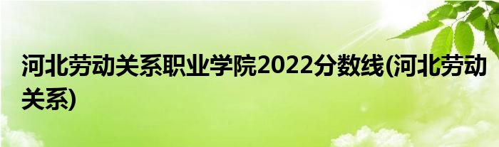 河北劳动关系职业学院2022分数线(河北劳动关系)