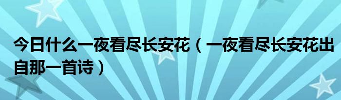 今日什么一夜看尽长安花（一夜看尽长安花出自那一首诗）