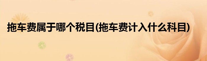 拖车费属于哪个税目(拖车费计入什么科目)