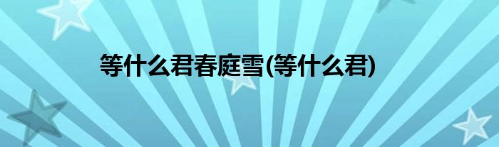 等什么君春庭雪(等什么君)