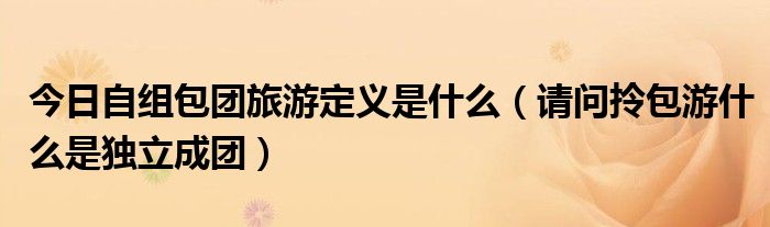 今日自组包团旅游定义是什么（请问拎包游什么是独立成团）