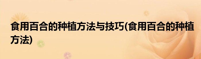 食用百合的种植方法与技巧(食用百合的种植方法)