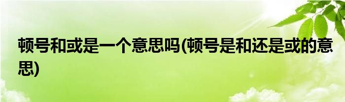 顿号和或是一个意思吗(顿号是和还是或的意思)