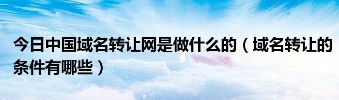 今日中国域名转让网是做什么的（域名转让的条件有哪些）