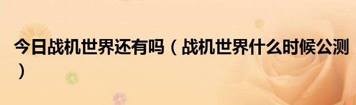 今日战机世界还有吗（战机世界什么时候公测）