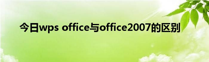 今日wps office与office2007的区别