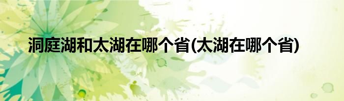 洞庭湖和太湖在哪个省(太湖在哪个省)