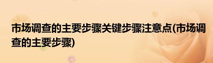 市场调查的主要步骤关键步骤注意点(市场调查的主要步骤)