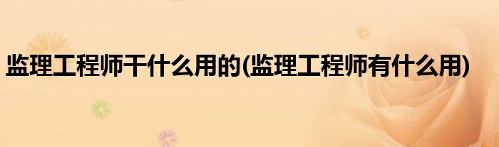 监理工程师干什么用的(监理工程师有什么用)