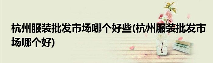 杭州服装批发市场哪个好些(杭州服装批发市场哪个好)