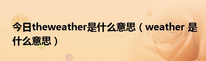 今日theweather是什么意思（weather 是什么意思）