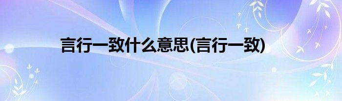 言行一致什么意思(言行一致)