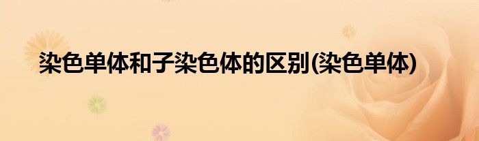 染色单体和子染色体的区别(染色单体)