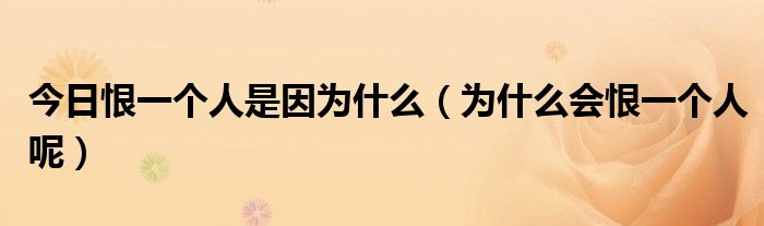 今日恨一个人是因为什么（为什么会恨一个人呢）
