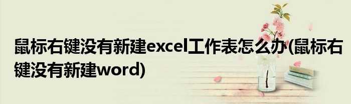 鼠标右键没有新建excel工作表怎么办(鼠标右键没有新建word)