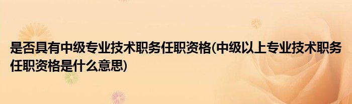 是否具有中级专业技术职务任职资格(中级以上专业技术职务任职资格是什么意思)