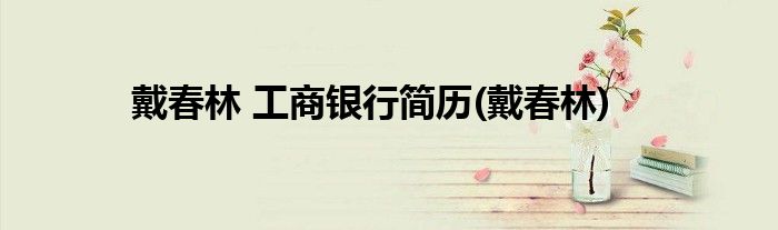 戴春林 工商银行简历(戴春林)