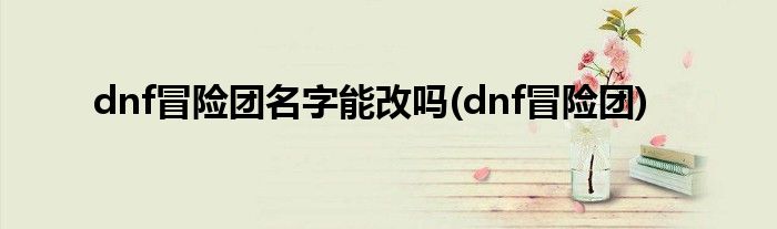 dnf冒险团名字能改吗(dnf冒险团)