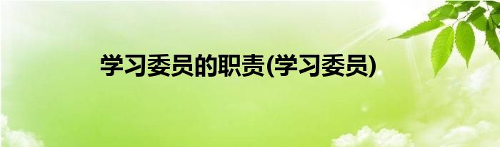 学习委员的职责(学习委员)