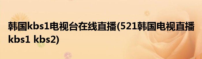 韩国kbs1电视台在线直播(521韩国电视直播 kbs1 kbs2)