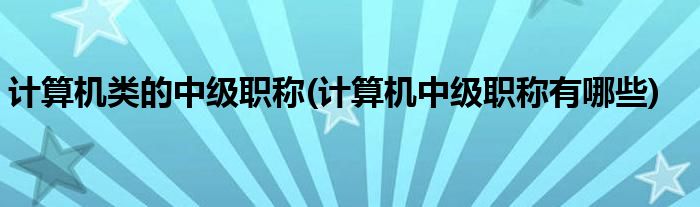 计算机类的中级职称(计算机中级职称有哪些)