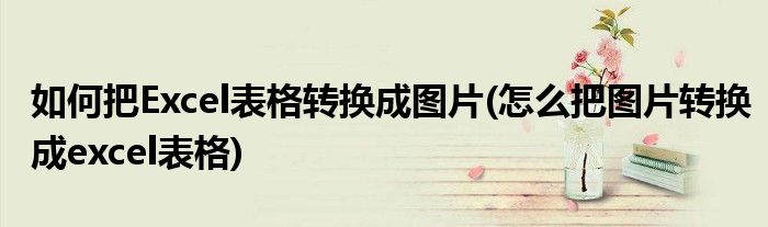 如何把Excel表格转换成图片(怎么把图片转换成excel表格)