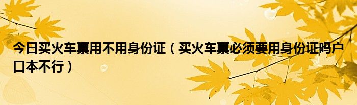 今日买火车票用不用身份证（买火车票必须要用身份证吗户口本不行）