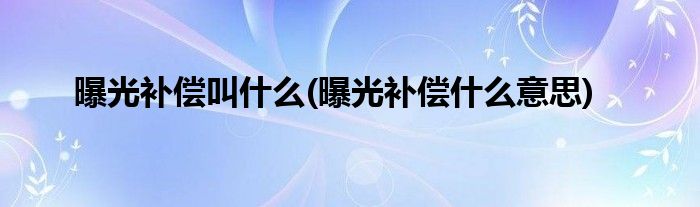 曝光补偿叫什么(曝光补偿什么意思)