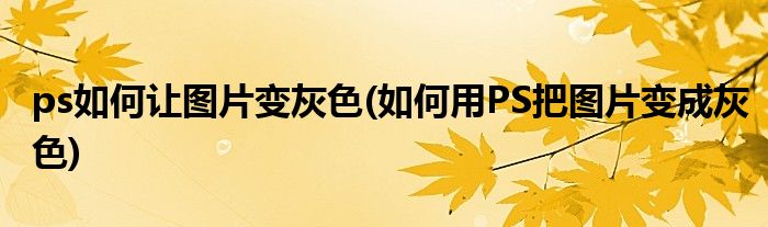 ps如何让图片变灰色(如何用PS把图片变成灰色)