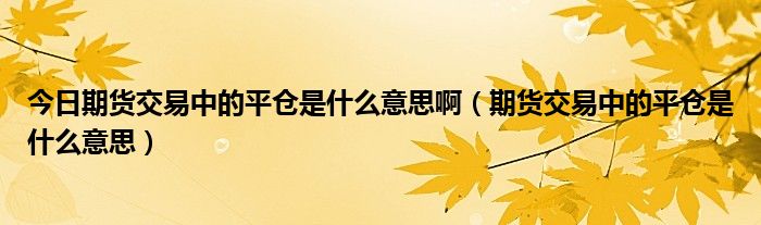今日期货交易中的平仓是什么意思啊（期货交易中的平仓是什么意思）