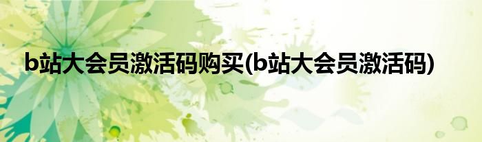 b站大会员激活码购买(b站大会员激活码)