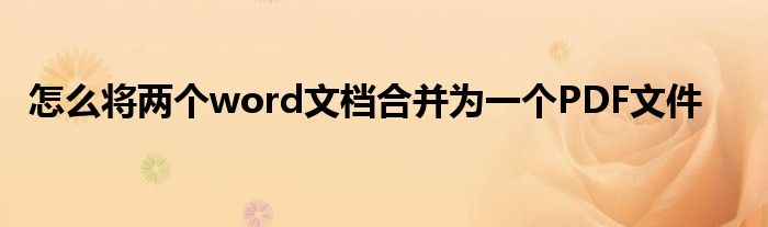 怎么将两个word文档合并为一个PDF文件