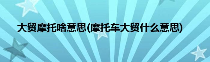 大贸摩托啥意思(摩托车大贸什么意思)