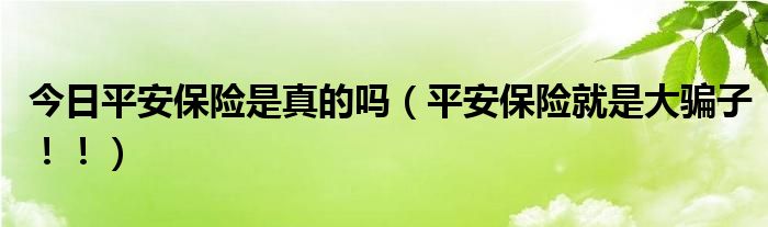 今日平安保险是真的吗（平安保险就是大骗子！！）