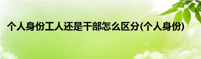 个人身份工人还是干部怎么区分(个人身份)