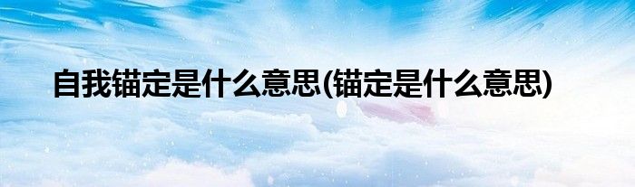 自我锚定是什么意思(锚定是什么意思)