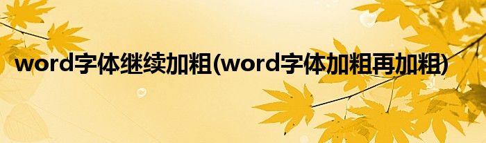 word字体继续加粗(word字体加粗再加粗)