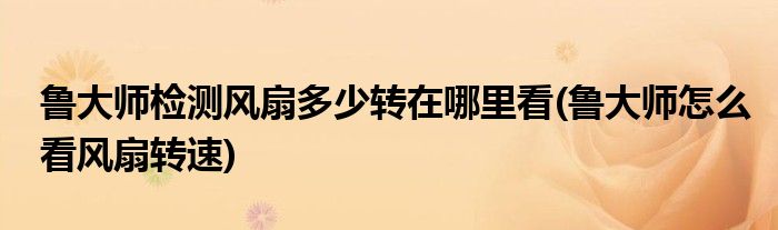 鲁大师检测风扇多少转在哪里看(鲁大师怎么看风扇转速)