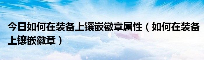 今日如何在装备上镶嵌徽章属性（如何在装备上镶嵌徽章）