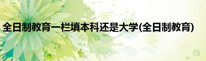全日制教育一栏填本科还是大学(全日制教育)