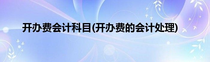 开办费会计科目(开办费的会计处理)