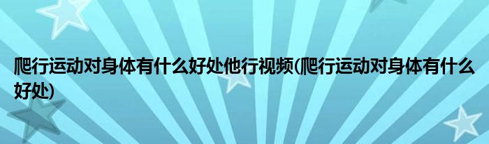 爬行运动对身体有什么好处他行视频(爬行运动对身体有什么好处)