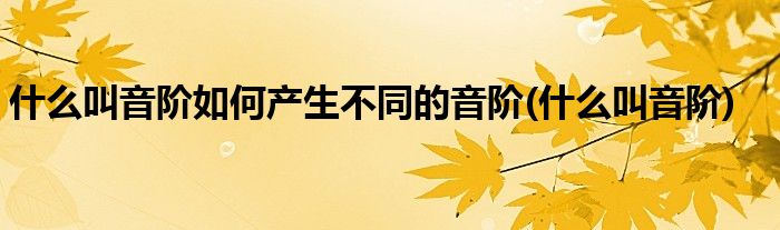 什么叫音阶如何产生不同的音阶(什么叫音阶)