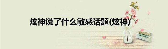 炫神说了什么敏感话题(炫神)