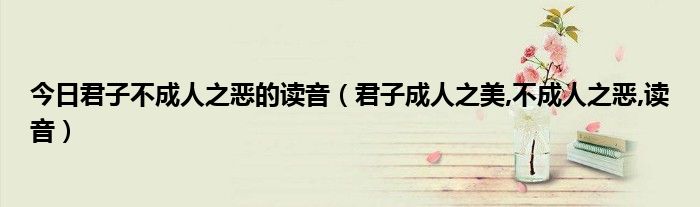 今日君子不成人之恶的读音（君子成人之美,不成人之恶,读音）