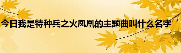 今日我是特种兵之火凤凰的主题曲叫什么名字